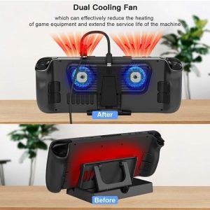 Accessories | Cooling Fan With Stand Station Portable Cooling Fan With Stand Dual C-Port Adapter For Steam Deck/Switch/Oled Game Accessories Accessories Accessories