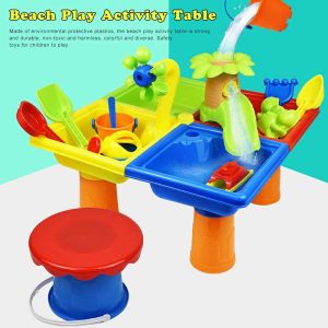 Beach Sand Toys | 25Pcs Beach Play Activity Table Durable Realistic Sand And Water Table With Cover Educational Games Toy For Outdoor Indoor Beach Sand Toys Beach Sand Toys