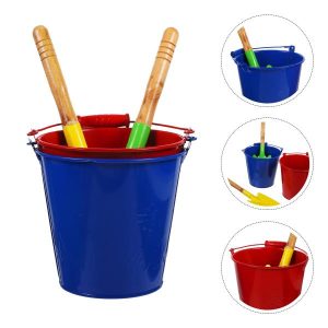 Beach Sand Toys | 4 Pcs Gardening Tin Bucket Toys Sand Beach Tool Kit For Iron Water Playthings Kindergarten Beach Sand Toys Beach Sand Toys