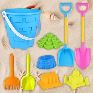 Beach Sand Toys | 9Pcs Outdoor Beach Toys Fun Shovel Mold Beach Bucket Set Storage Sand Digging Tool Bucket Sandbeach Toys Beach Sand Toys Beach Sand Toys