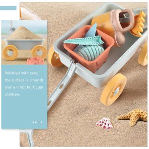 Beach Sand Toys | Beach Pull Car Toy Seaside Toys Wheelbarrow Plastic Sand Cartoon Trolley Beach Sand Toys Beach Sand Toys