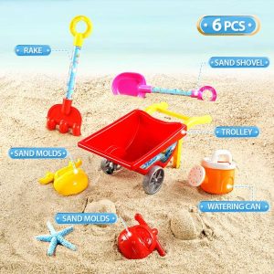 Beach Sand Toys | Super Wings Exclusive 6Pcs Jett Summer Beach Set Trolley Buckets Sand Shovel Molds Rake Watering Can Water Play Toys Beach Sand Toys Beach Sand Toys