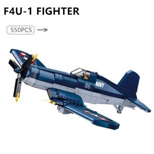 Blocks | 550Pcs Ww2 Pacific Storm Military Weapon F4U-1 Pirate Fighter Building Blocks Air Force Model Bricks Plane Soldier Toys Blocks Blocks