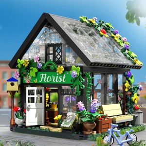 Blocks | 620Pcs City Street View Creative House Flower Store Architecture Building Block Transparent Bricks Led Light Sets Toys Blocks Blocks