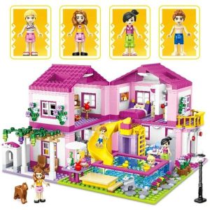 Blocks | City Street View House Summer Holiday Villa Castle Building Block Series Swimming Pool Bricks Diy Assembled Toys Gift Blocks Blocks