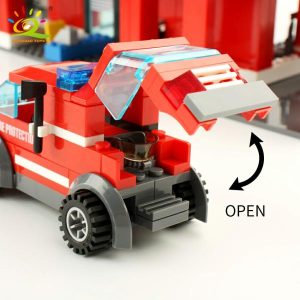 Blocks | Huiqibao 756Pcs Fire Station Model Building Blocks Truck Helicopter Firefighter Bricks City Educational Toys For Gift Blocks Blocks