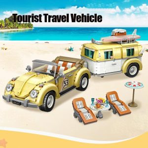 Blocks | Moc Creative Rv Series Beetle Wagon Technical Car Blocks Building City Mini Camper Vehicle Bricks Sets Toys Gifts Blocks Blocks