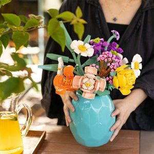 Blocks | Romantic Bouquet Building Block Diy Artificial Flower Building Bricks Toy Bouquet Decoration Adults Anniversary Gifts Blocks Blocks