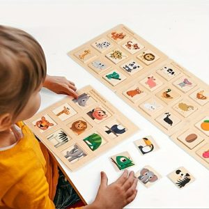 Drawing Toys | Wooden Logical Thinking Matching Puzzle Cognitive Board Montessori Teaching Aid Fruit Animal Pairing Board Educational Toys Learning & Education Drawing Toys