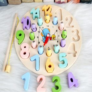 Fishing Toys | 1Pc Magnetic Fishing Clock Toy Montessori Wooden Number Matching Clock Puzzles Early Educational Games Gift Toys Fishing Toys Fishing Toys