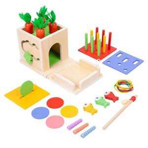 Fishing Toys | 8-In-1 Montessori Toy Wooden Box Color Cognitive Fishing Game Toy Education Fine Motor Skill Board Game Fishing Toys Fishing Toys