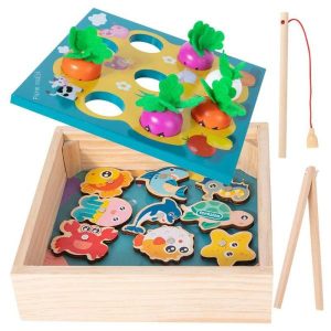 Fishing Toys | Carrot Harvest Game Wooden Carrot Pulling Fishing Game Carrot Harvesting Game Educational Toy For To Learn Fine Motor Skill Fishing Toys Fishing Toys