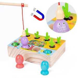 Fishing Toys | Carrot Montessori Toys 3 In 1 Sorter Early Education Wooden Interactive Game Magnetic Fishing Puzzle Toys Fishing Toys Fishing Toys