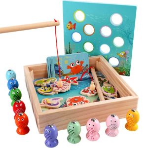 Fishing Toys | Early Education Props Wooden Magnetic Games 3D Fishing Toy Game Educational Toys Birthday Christmas Gift Fishing Toys Fishing Toys