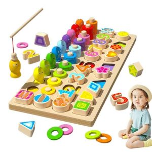 Fishing Toys | Fishing Game For Developmental Game Set Colorful Educational Multifunctional Logarithmic Board Toys For Kindergarten Fishing Toys Fishing Toys