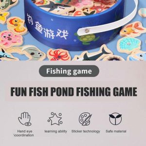 Fishing Toys | Fishing Toy Magnetic Wooden Fishing Game Water Pretend Fishing Basket Set 31 Pcs Fishes Accessories Outdoor Fishing Toys Fishing Toys