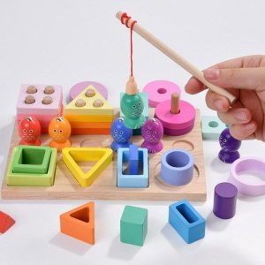 Fishing Toys | Magnetic Number Fish Wooden Fishing Game Cube With Magnetic Rods Friendly Learning Toy For Color Perception Gone Fishing Fishing Toys Fishing Toys