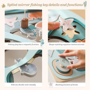 Fishing Toys | Montessori Toy Fishing Toys Cartoon Fishing Rod Wooden Magnetic Fishing Game Set Educational Toy Gifts Fishing Toys Fishing Toys