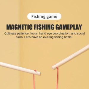 Fishing Toys | Montessori Wooden Fishing Toys For Cartoon Marine Life Cognition Fish Games Education Parent-Child Interactive Toys Fishing Toys Fishing Toys