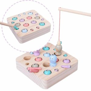 Fishing Toys | Wooden Digital Magnet Fishing Toy Sets 3D Catch The Insect Magnetic Math Fish Game Montessori Educational Toys For Gift Fishing Toys Fishing Toys