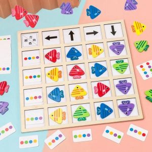 Fishing Toys | Wooden Montessori Toys Logical Thinking Training Direction Color Cognition Educational Battle Battle Board Game Fishing Toys Fishing Toys