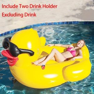 Inflatable Toys | 1Pc Big Yellow Duck Floating Raft, Pvc Inflatable Water Toy With Two Beverage Holders，Party，Family，Pool Inflatable Toys Inflatable Toys