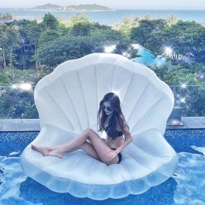 Inflatable Toys | Swimming Pool Float Inflatable Toys Giant Inflatable Toys Seashell With Pearl Ball Chair Bed Outdoor Summer Beach Party Mattress Inflatable Toys Inflatable Toys