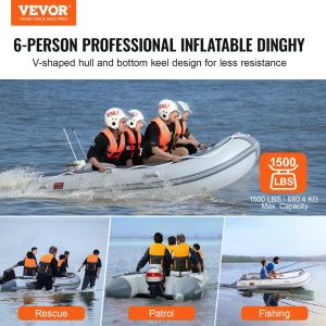 Inflatable Toys | Vevor Inflatable Dinghy Boat 6-Person Transom Sport Tender Boat Marine Wood Floor And Adjustable Aluminum Bench Oars Air Pump Inflatable Toys Inflatable Toys