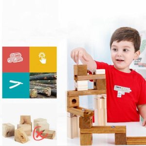 Marble Runs | 60Pcs Wooden Marble Track Assembly Building Blocks Run Maze Ball Puzzle Educational Gift Building & Construction Toys Marble Runs