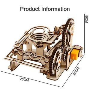 Marble Runs | Ury 3D Wooden Puzzles Electric Catapult Track Device Marble Run Set Mechanical Model Science Maze 5 Balls Assembly Gift Building & Construction Toys Marble Runs