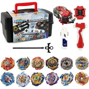 Spinning Top | Bey Gyro Toy Set With Portable Box 12 Spinning 2 Two-Way Launcher Metal Fusion Attack Top Game Gift Hobby Spinning Top