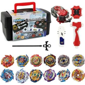 Spinning Top | Beybatterburst Gyro Toy Set Gift With Portable Box 12 Spinning Gyro 2 Two-Way Transmitter Fusion Attack Top Combat Game. Hobby Spinning Top