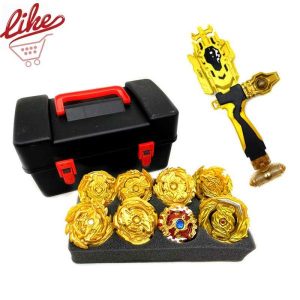 Spinning Top | Laike Burst Toolbox Set Flame 8Pcs Gold Spinning Top With Sparking Launcher Handle Receiving Stroage Box For Gift Hobby Spinning Top