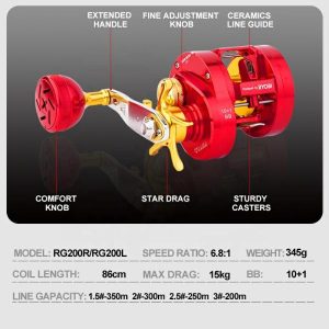 Spinning Top | Top Sale High Quality 2024 Fight Shark Slow Jigging Reel Red Fishing Reel Sea Fishing Hobby Spinning Top