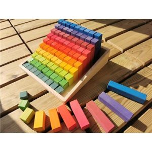 Stacking Blocks | 100Pcs Small Wooden Building Blocks Set Rainbow Stacking Counting Timber Square Construction Tube Toys Building & Construction Toys Stacking Blocks