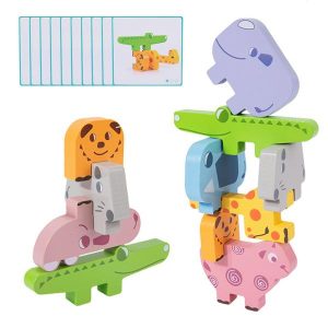 Stacking Blocks | 10Pcs/Set For Learning Wooden Preschool Balance Stacking Block Cute Animals Montessori Building Toy Building & Construction Toys Stacking Blocks