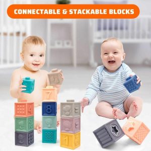 Stacking Blocks | 24Pcs Montessori Toys Stacking Soft Building Blocks For Babies Sensory Infant Learning Non Toxic Birthday Gift Building & Construction Toys Stacking Blocks