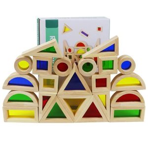 Stacking Blocks | 24Pcs Wooden Rainbow Stacking Blocks Creative Colorful Learning Educational Construction Toy Assembling Block Building Building & Construction Toys Stacking Blocks