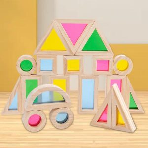 Stacking Blocks | 24X Stacking Building Blocks Colorful Ages 3-5 Sensory Toy Building & Construction Toys Stacking Blocks