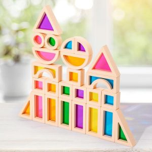 Stacking Blocks | 25Pcs Stacking Building Blocks Montessori Toys Construction Toys Colorful Geometry Sensory Toy Wood Rainbow Blocks For Preschool Building & Construction Toys Stacking Blocks