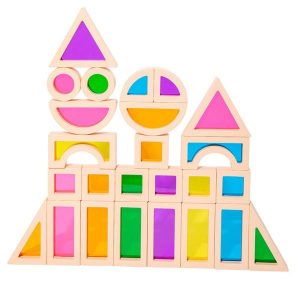 Stacking Blocks | 25Pcs Stacking Building Blocks Montessori Toys Construction Toys Colorful Geometry Sensory Toy Wood Rainbow Blocks For Preschool Building & Construction Toys Stacking Blocks