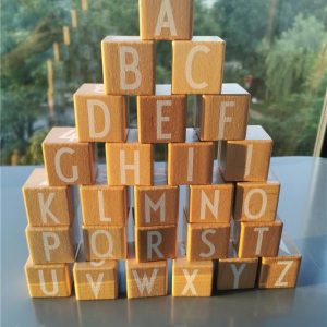 Stacking Blocks | 26Pcs Montessori Wooden Toys Big Beech Alphabet Blocks Stacking With Letter Numbers Cube Bricks Early Learning Building & Construction Toys Stacking Blocks