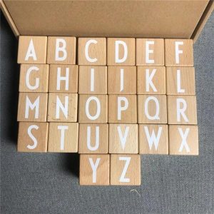 Stacking Blocks | 26Pcs Wood Alphabet Blocks Stacking Montessori Educational Wooden Toys Preschool Learning Letter Wood Cube Toys Building & Construction Toys Stacking Blocks