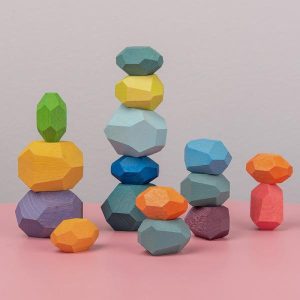 Stacking Blocks | 27Wooden Stones Montessori Creative Nordic Style Stacking Rainbow Game Set Balancing Building Blocks Wood Toy Gift Building & Construction Toys Stacking Blocks