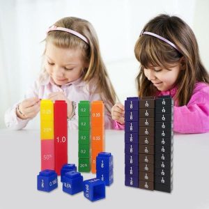 Stacking Blocks | 51Pcs Intelligent Number Math Learning Cube Mathematic Fraction Percentage Cube Math Teaching Stacks Building & Construction Toys Stacking Blocks