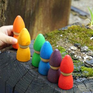 Stacking Blocks | 6Pcs Wooden Rainbow Blocks Grimms Peg Dolls Wood Colorful Rainbow Grimms Peg Doll Stacking Toy For Montesorri Educational Building & Construction Toys Stacking Blocks