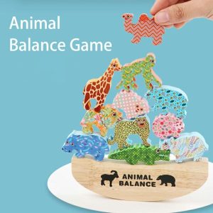 Stacking Blocks | Balance Games Puzzle Toys Animal Block Wooden Stacking Game Montessori Early Educational Wooden Toy Fine Motor Training Building & Construction Toys Stacking Blocks