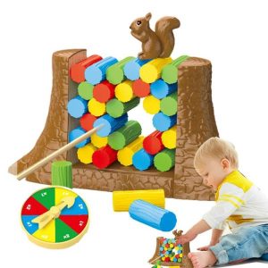 Stacking Blocks | Balancing Game Squirrel Pushing Piles Toys Stacking Building Blocks Puzzle Assembly Bricks Educational Toys For Adults Building & Construction Toys Stacking Blocks