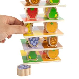 Stacking Blocks | Colorful Fruit Balance Stacking Building Block Toys Montessori Wooden Educational Fruit Cognition Match Party Game Building & Construction Toys Stacking Blocks