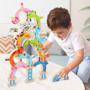 Stacking Blocks | Cute Puppy Stacking High Balance Board Game Wood Building Blocks Family Interactive Toy Wooden Educational Toys Building & Construction Toys Stacking Blocks